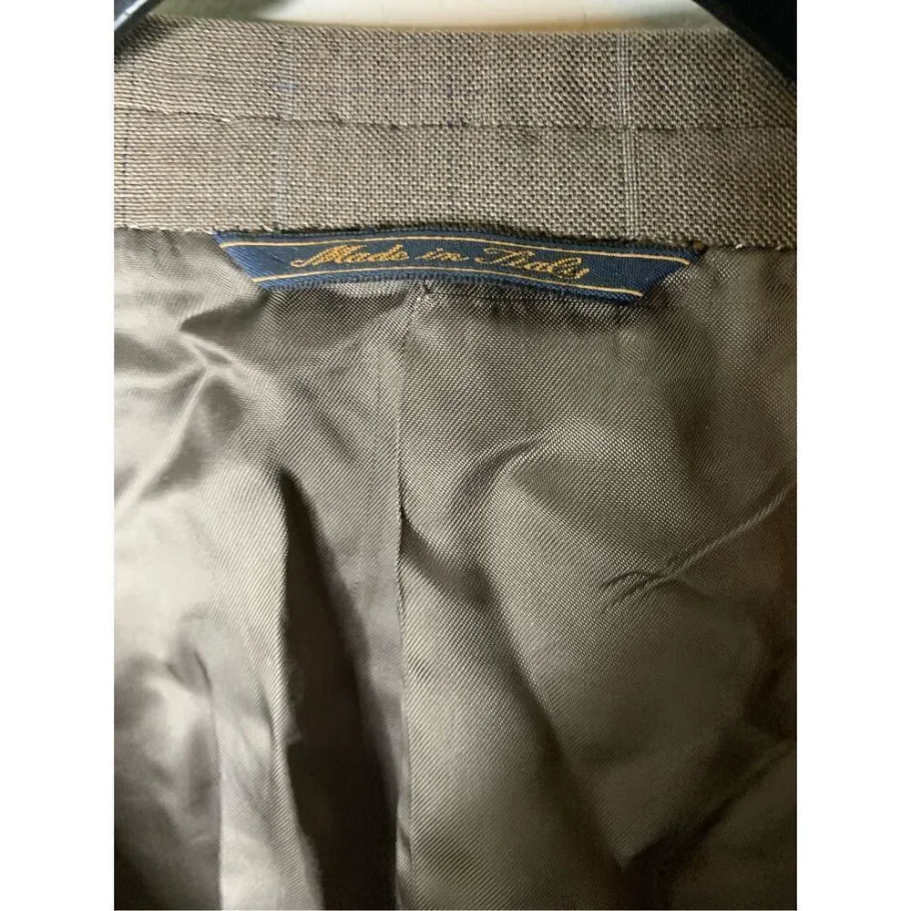 Loro Piana wool blazer suit jacket brown pattern men's size 58